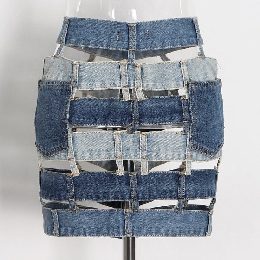 Multistory Cutout Column Mini Skirt - Picture 3 of 6